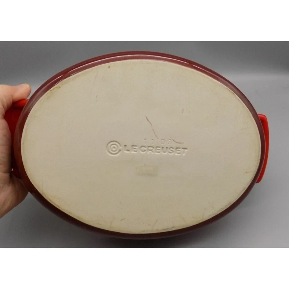 Le Creuset Au Gratin Baking Dish Cerise Red Stoneware Casserole 12 1/2